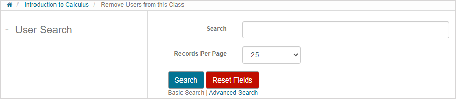 User search fields are available in the user search pane.